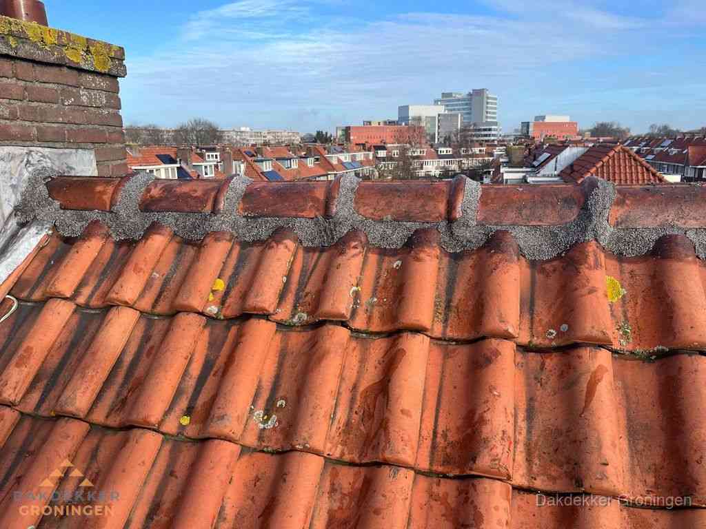 Nieuw bitumen plat dak met uitzicht over woonwijk in Groningen Nieuw bitumen plat dak met uitzicht over woonwijk in Groningen
